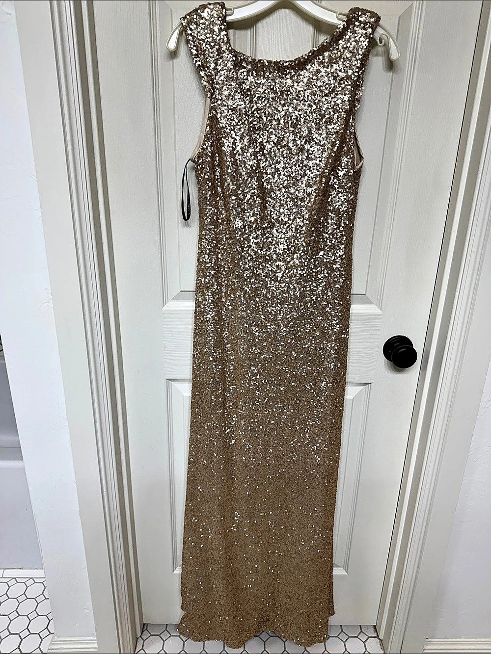 Sorella Vita Style 9147 Sequin Maxi Dress in Brown Size 16 Like New